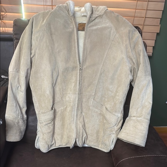 St. John's Bay Cream Leather Jacket - Picture 1 of 12